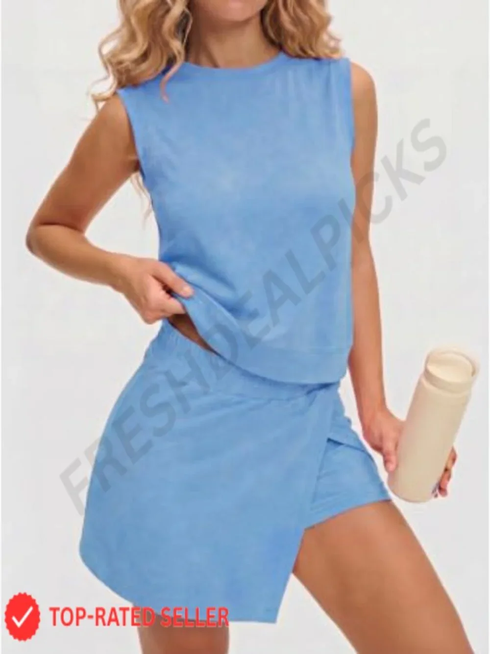 2 Piece Skirt Set Summer Tank Top Skorts Matching Lounge Outfits